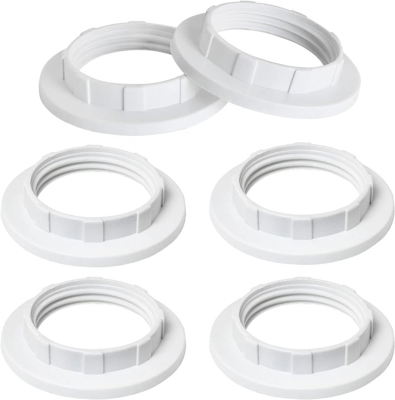 LUORNG E12 Lamp Shade Collar Rings 6PCS White E12 E14 Threaded Lamp Shade Holder Adapter, E14 Small Night Light Holder (OD.43mm, ID.26mm) - Image 1
